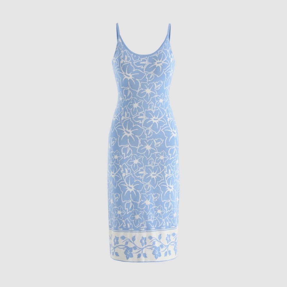 Cider Knit Contrast Floral Maxi Dress